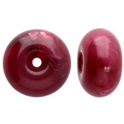 Rondelle beads 12x7 mm in opaque resin - Marbled garnet x6