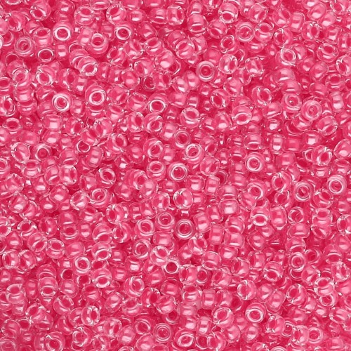 Miyuki 15/0 Seed beads 208 - Carnation Pink Lined Crystal x8g