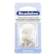 2x1.6 mm Crimp beads for 0.5 mm Elastic Cord - Silver-Plated x80
