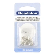 2x1.6 mm Crimp beads for 0.5 mm Elastic Cord - Silver-Plated x80
