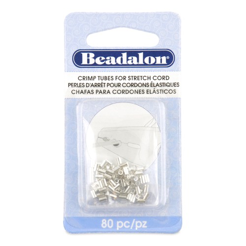 2x1.6 mm Crimp beads for 0.5 mm Elastic Cord - Silver-Plated x80