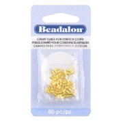 3x2 mm crimp beads for 0.8 mm elastic cord - Gold x80