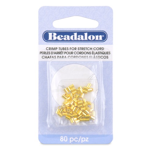 3x2 mm crimp beads for 0.8 mm elastic cord - Gold x80