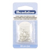 3x2 mm crimp beads for 0.8 mm elastic cord - Silver-plated x80