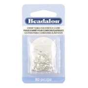 3x2 mm crimp beads for 0.8 mm elastic cord - Silver-plated x80