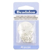 5x2.7 mm Crimp beads for 1 mm Elastic Cord - Silver-Plated x40