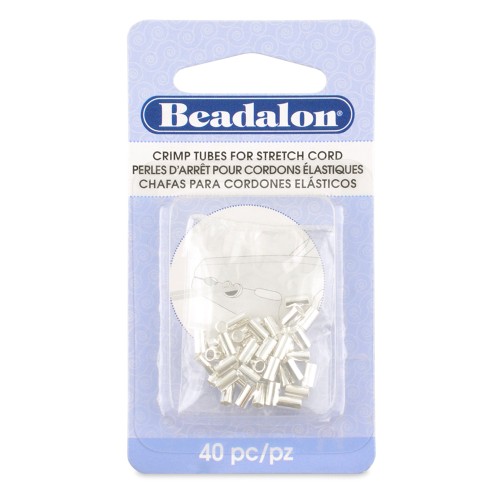 5x2.7 mm Crimp beads for 1 mm Elastic Cord - Silver-Plated x40