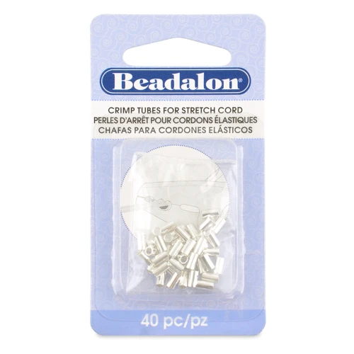 5x2.7 mm Crimp beads for 1 mm Elastic Cord - Silver-Plated x40