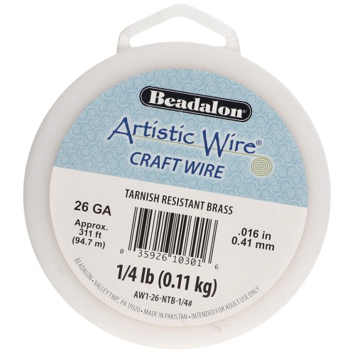 0.41 mm Round Brass Wire, Artistic Wire - Tarnish-Resistant, 94.7 m