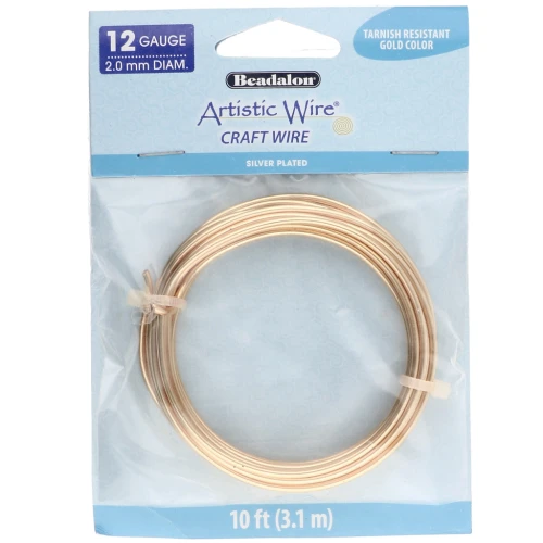 Artistic Wire Copper Wire, 2.1 mm - Gold-Plated Silver, Tarnish-Resistant x3.1m