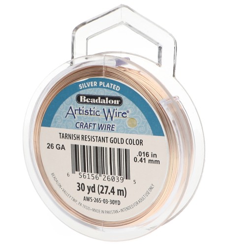 Artistic Wire Copper Wire 0.41 mm - Tarnish-Resistant Gold-Plated Silver x 27.4 m