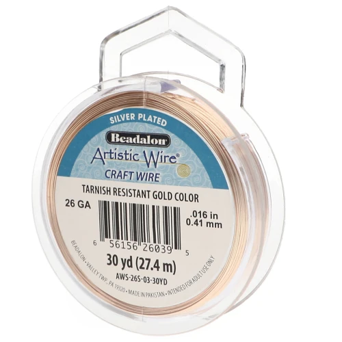 Artistic Wire Copper Wire 0.41 mm - Tarnish-Resistant Gold-Plated Silver x27.4m