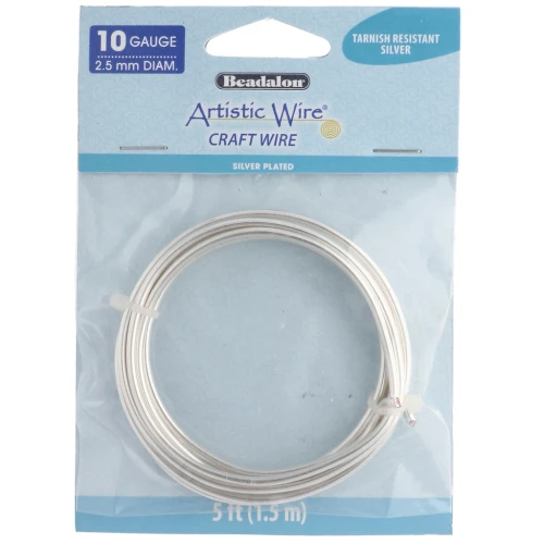 2.6 mm Round Copper Wire by Artistic Wire - Tarnish-Resistant Silver-Plated x1.5m