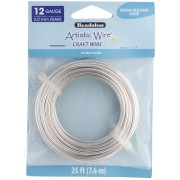 2.1 mm Round Copper Wire, Artistic Wire, Tarnish-Resistant - Silver-Plated, 7.6 m