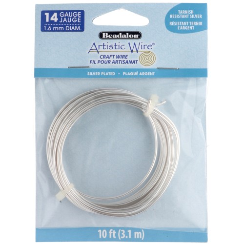 1.6 mm Round Copper Wire by Artistic Wire - Tarnish-Resistant Silver-Plated x 3.1 m
