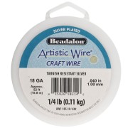 1 mm Round Copper Wire, Artistic Wire, Tarnish-Resistant - Silver-Plated x 15.8 m
