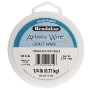 1 mm Round Copper Wire by Artistic Wire - Tarnish-Resistant Silver-Plated x 15.8 m