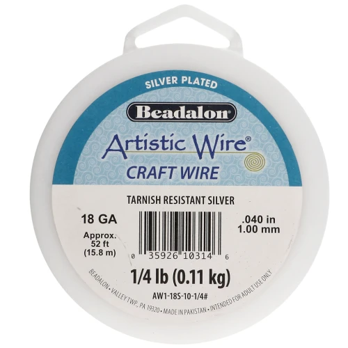 1 mm Round Copper Wire by Artistic Wire - Tarnish-Resistant Silver-Plated x15.8m