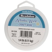 0.51 mm Round Copper Wire, Artistic Wire, Tarnish-Resistant - Silver-Plated, 62.4 m