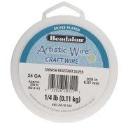 0.51 mm Round Copper Wire, Artistic Wire, Tarnish-Resistant - Silver-Plated, 62.4 m