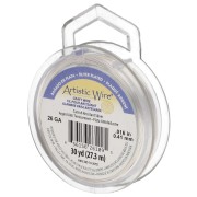 0.41 mm Round Copper Wire, Artistic Wire, Tarnish-Resistant - Silver-Plated x 27.4 m