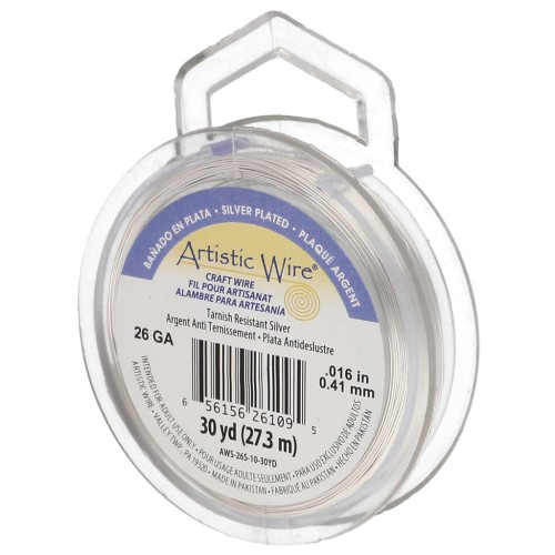0.41 mm Round Copper Wire, Artistic Wire, Tarnish-Resistant - Silver-Plated x 27.4 m