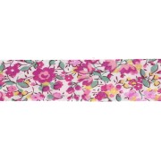 White - Liberty Fabric Bias Tape - Emma and Georgina - White - Fuchsia - Green x 1 m Liberty Fabric Bias Tape - Emma and Georgina - White - Fuchsia - Green x 1 m