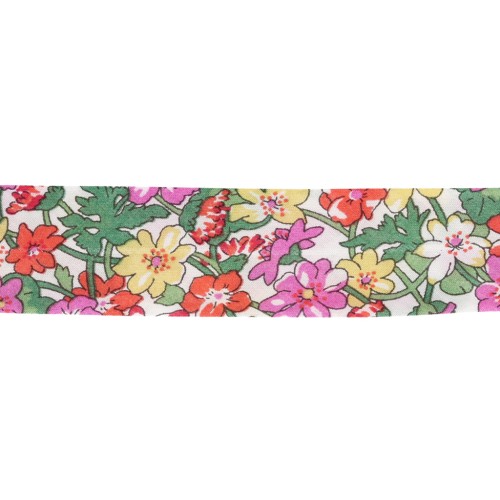 Liberty Fabric Bias Tape - Isla Pink - Green - Pink - Yellow x 1 m