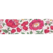 White - Liberty Fabric Bias Tape - D'anjo - White - Cherry - Green x 1 m Liberty Fabric Bias Tape - D'anjo - White - Cherry - Green x 1 m