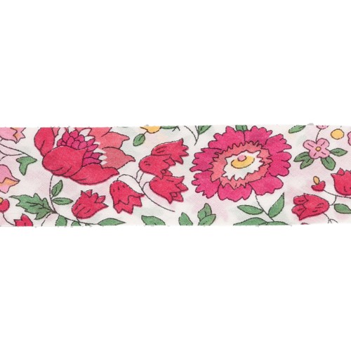 Liberty Fabric Bias Tape - D'anjo - White - Cherry - Green x 1 m