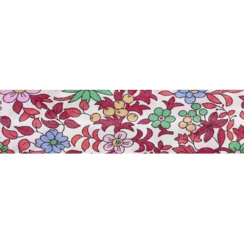Liberty Fabric Bias Tape - Fruit Punch - White - Multicolor x 1 m