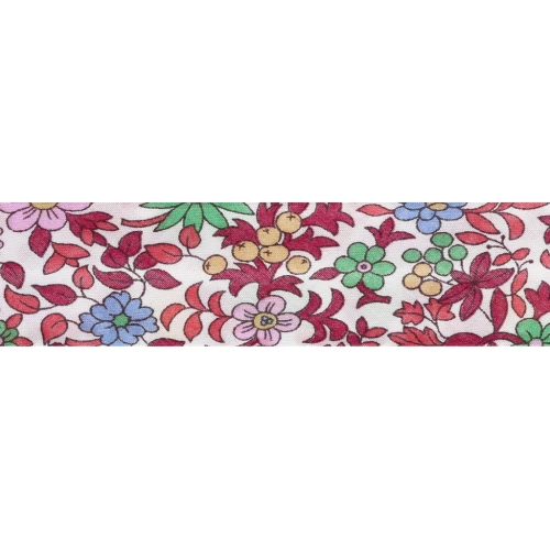 Liberty Fabric Bias Tape - Fruit Punch - White - Multicolor x 1 m