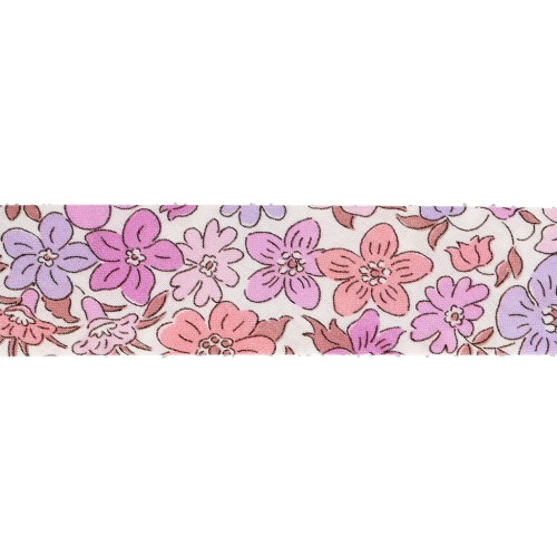 Liberty Fabric Bias Tape - Organic - Cream - Old Rose - Mauve x 1 m