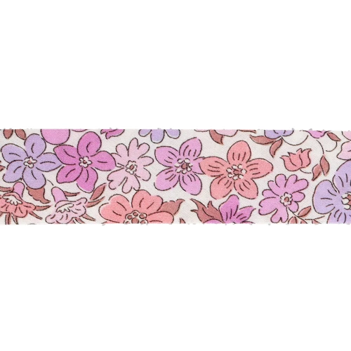 Liberty Fabric Bias Tape - Organic - Cream - Old Rose - Mauve x 1 m