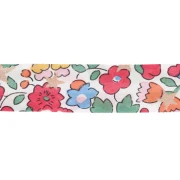 Liberty Fabric Bias Tape - Christmas Betsy - White - Red - Gold x 1 m