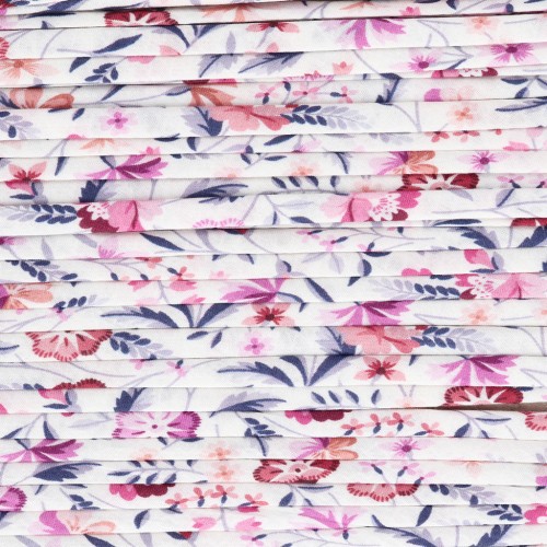 Liberty Fabric Cord - White - Old Mauve - Red x 1 m