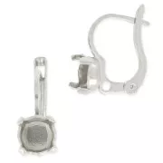 Cabochon Leverback earrings 1028/1088 6mm Silver-colored x2