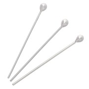Ball-head nails, 30x0.8 mm—nail head 2.5 mm—925 Sterling Silver, 5 pieces|raw }}