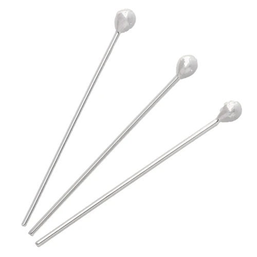 Ball-head nails, 30 x 0.8 mm—nail head 2.5 mm—925 Sterling Silver x5