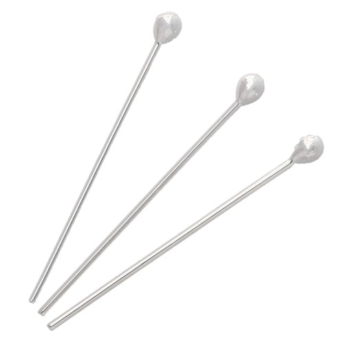 Ball-head nails, 30x0.8 mm—nail head 2.5 mm—925 Sterling Silver, 5 pieces