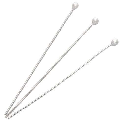 Ball-head nails, 50 x 0.8 mm—nail head 2.5 mm—925 Sterling Silver, 5
