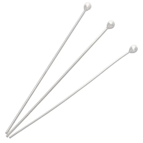 Ball-head nails, 50 x 0.8 mm—nail head 2.5 mm—925 Sterling Silver x5
