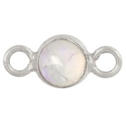 Opal - 4.5 mm Round Spacer with Gemstone - 925 Sterling Silver - Opal 4.5 mm Round Spacer with Gemstone - 925 Sterling Silver - Opal