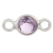 Amethyst - 4.5 mm Faceted Round Spacer with Gemstone - 925 Sterling Silver - Amethyst 4.5 mm Faceted Round Spacer with Gemstone - 925 Sterling Silver - Amethyst