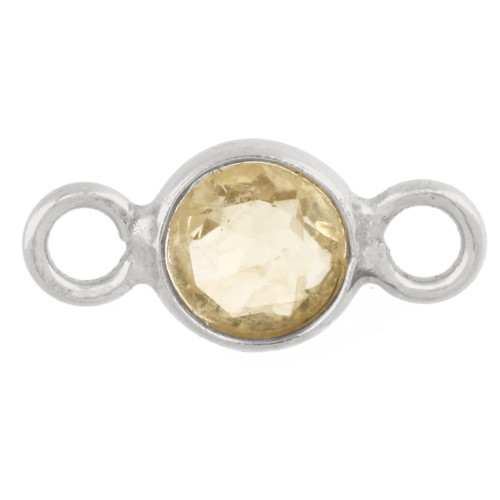 4.5 mm Faceted Round Spacer with Gemstone - 925 Sterling Silver - Citrine x1