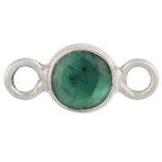 Imitation Emeraude - 4.5 mm Round Faceted Spacer with Gemstone - 925 Sterling Silver - Emerald Imitation 4.5 mm Round Faceted Spacer with Gemstone - 925 Sterling Silver - Emerald Imitation