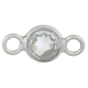 4.5 mm Faceted Round Gemstone-Look Spacer - 925 Sterling Silver - Hydro Blue Topaz