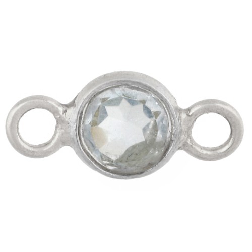 4.5 mm Faceted Round Gemstone-Look Spacer - 925 Sterling Silver - Hydro Blue Topaz