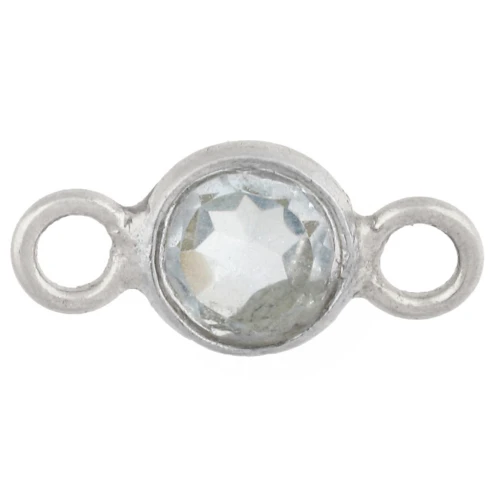 4.5 mm Faceted Round Gemstone-Look Spacer - 925 Sterling Silver - Hydro Blue Topaz