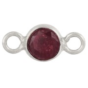 imitation Rubis - 4.5 mm Round Faceted Spacer with Gemstone - 925 Sterling Silver - Ruby Imitation x1 4.5 mm Round Faceted Spacer with Gemstone - 925 Sterling Silver - Ruby Imitation x1